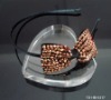 Wholesale HOT SELLING LADY'S 0.5 CM RIBBON WRAPPED HAIRBAND W/BROWN ACRYLIC BEADS BOW TIE