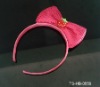 Wholesale HOT SELLING KIDS' RIBBON WRAPPED PLASTIC HAIR BAND W/SEQUINED BOWTIE