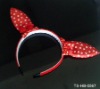 Wholesale HOT SELLING KIDS' VILLUS PLASTIC HAIR BAND W/FABRIC EARS AND BOWTIES