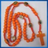 Orange Wooden kidde rosary,knotted cord rosario