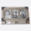 Wooden Retro Design Holds 3 Pocket Pages 4" by 6" Multi-purpose Cloth Hook Wall Hanging Photo Frame