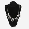 Alloy Five Black Diamond with Crystal Around Pendant Short Silver Chain Necklace